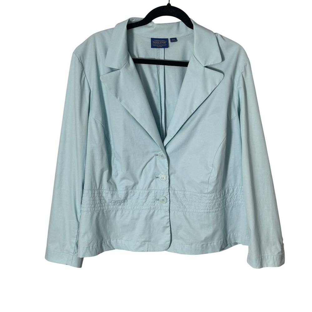 Pendleton Womens Light Blue Button Front Blazer Jacket Size‎ 18W